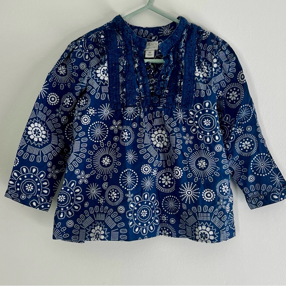 Blue floral top 3T